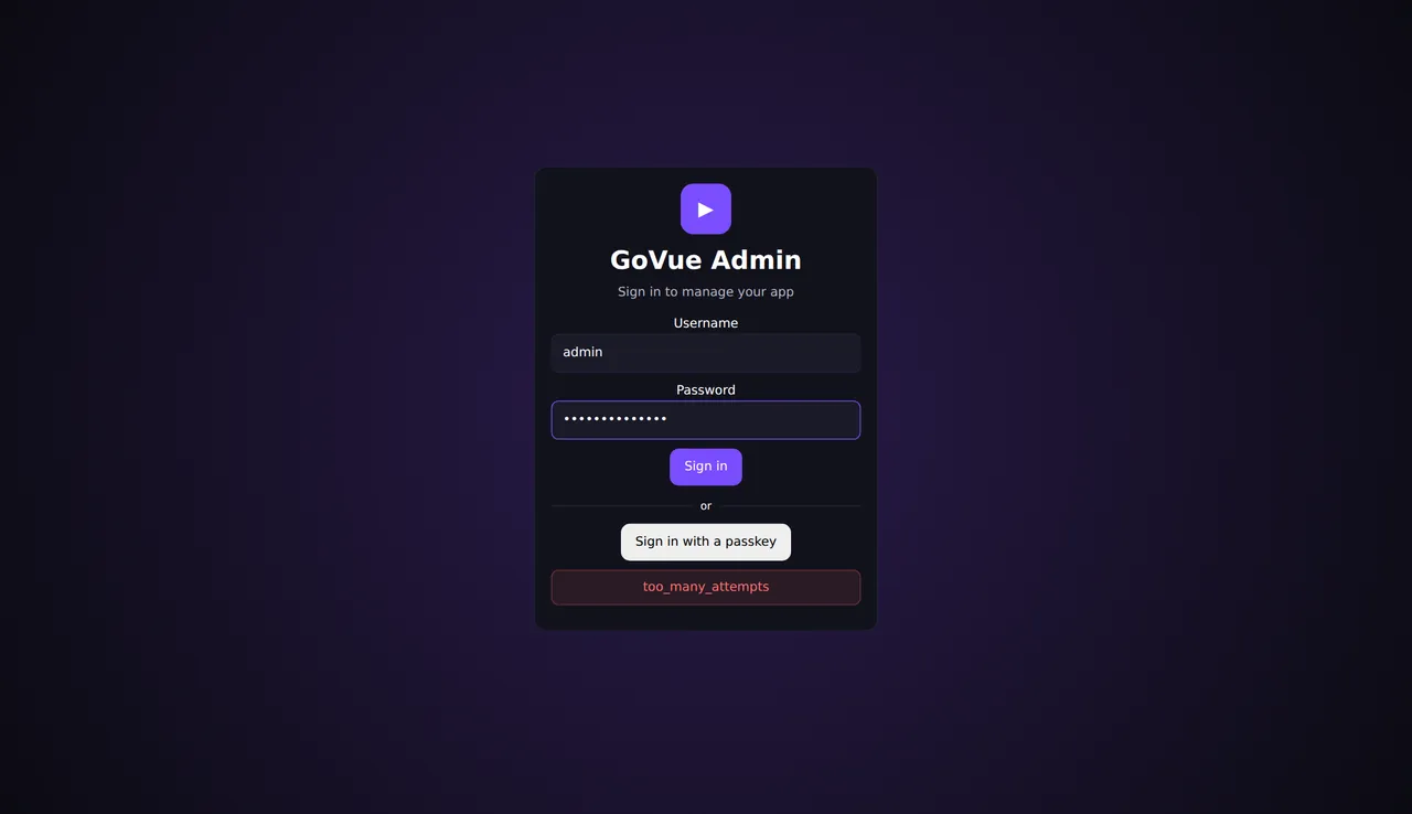 GoVue control panel branding screen with app name field, theme preset and colour pickers
